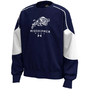 Under Armour Youth Navy Midshipmen Midnight Navy Icon Fleece Crew Pullover Sweatshirt, Medium, Blue