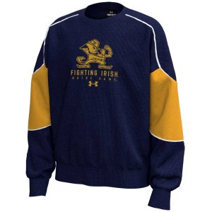 Under Armour Youth Notre Dame Fighting Irish Midnight Navy Icon Fleece Crew Pullover Sweatshirt, Medium, Blue