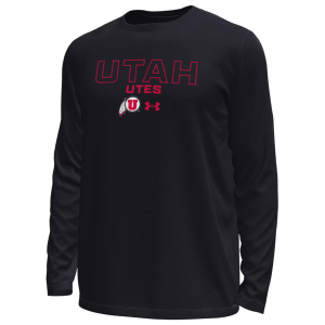 Under Armour Men's Utah Utes Black Tech Stretch Long Sleeve T-Shirt, Small