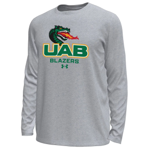 Under Armour Men's UAB Blazers Grey Heather Tech Stretch Long Sleeve T-Shirt, Small, Gray