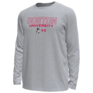 Under Armour Men's Boston Terriers Grey Heather Tech Stretch Long Sleeve T-Shirt, XL, Gray