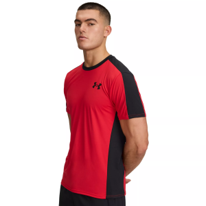 Under Armour Men's HeatGear Wordmark Shirt, Large, Red/Black