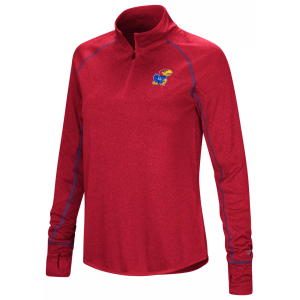 Colosseum Women's Kansas Jayhawks Red 1/4 Zip Pullover, Medium