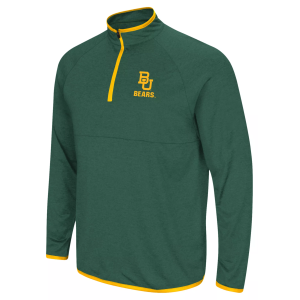 Colosseum Men's Baylor Bears Green 1/4 Zip Pullover, Medium