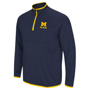 Colosseum Men's Michigan Wolverines Navy 1/4 Zip Pullover, Small, Blue