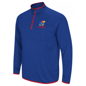 Colosseum Men's Kansas Jayhawks Royal 1/4 Zip Pullover, Medium, Blue