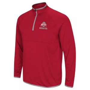 Colosseum Men's Ohio State Buckeyes Red 1/4 Zip Pullover, Medium