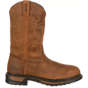 Rocky Men's Original Ride Branson Roper 11" Waterproof Western Work Boots, 9.5 W, Aztec Crazy Horse