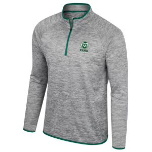Colosseum Men's Colorado State Rams Heather Grey 1/4 Zip Pullover, Medium, Gray