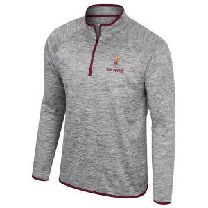 Colosseum Men's Arizona State Sun Devils Heather Grey 1/4 Zip Pullover, Small, Gray