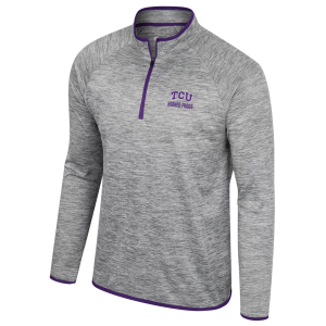 Colosseum Men's TCU Horned Frogs Heather Grey 1/4 Zip Pullover, Large, Gray