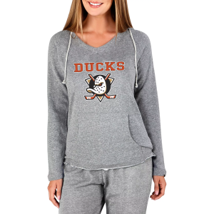 Concepts Sport Women's Anaheim Ducks Grey Marathon Hooded Long-Sleeve Shirt, Small, Gray