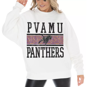 Gameday Couture Women's Prairie View A&M Panthers White Premium Fleece Crew Pullover Sweatshirt, Small
