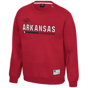 Colosseum Men's Arkansas Razorbacks Cardinal Charlie Crew Pullover Sweatshirt, XXL, Red