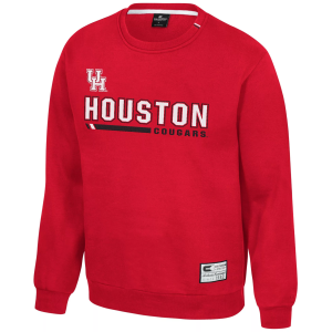 Colosseum Men's Houston Cougars Red Charlie Crew Pullover Sweatshirt, Large