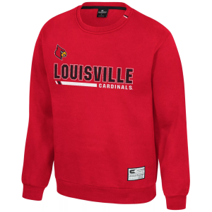 Colosseum Men's Louisville Cardinals Red Charlie Crew Pullover Sweatshirt, Small