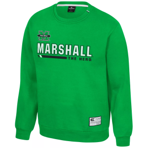 Colosseum Men's Marshall Thundering Herd Kelly Green Charlie Crew Pullover Sweatshirt, Small