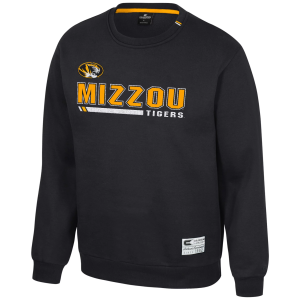 Colosseum Men's Missouri Tigers Black Charlie Crew Pullover Sweatshirt, Large