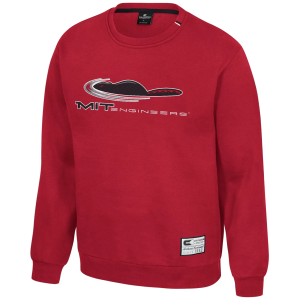 Colosseum Men's MIT Engineers Cardinal Charlie Crew Pullover Sweatshirt, Small, Red