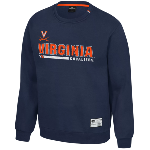 Colosseum Men's Virginia Cavaliers Navy Charlie Crew Pullover Sweatshirt, Medium, Blue