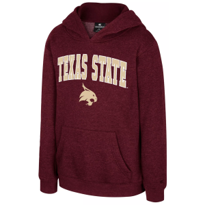 Colosseum Youth Texas State Bobcats Maroon Pullover Hoodie, Small, Red