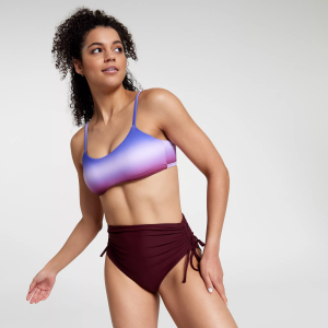 CALIA Women's Tie Back Low Support Swim Top, Large, Violet/White