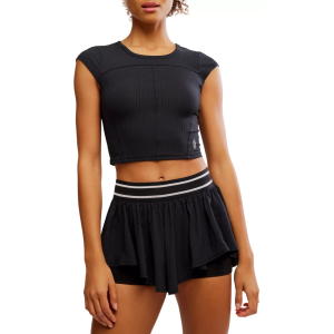 FP Movement Women's Tempo Ribbed Baby Tee, XS, Black