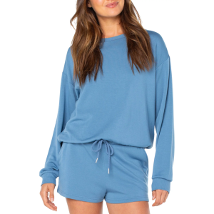 Roxy Women's Surfing By Moonlight Crewneck Sweatshirt, Small, Captains Blue