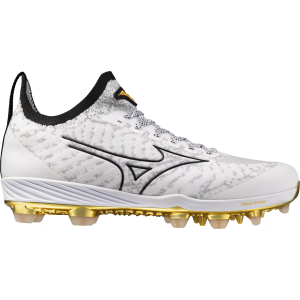 Mizuno Dominant TPU Baseball Cleats, Size 10, White/Gold