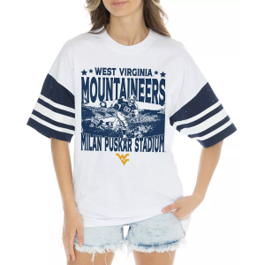 Gameday Couture Women's West Virginia Mountaineers White Mesh Jersey Tee, Small