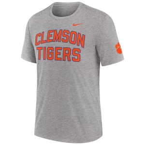 Nike Men's Clemson Tigers Grey Authentic Tri-Blend T-Shirt, Small, Gray