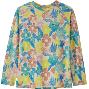 Patagonia Kids' Capilene Silkweight Long-Sleeve UPF Rashguard, Small, Channeling Spring Natural