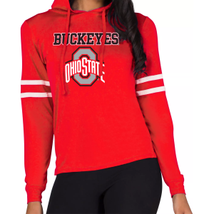 Concept Sports Women's Ohio State Buckeyes Red/White Marathon Pullover Hoodie, Small