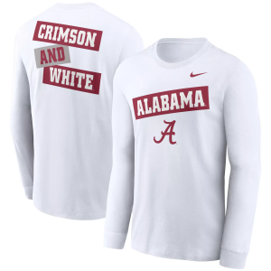 Nike Adult Alabama Crimson Tide 2Sided White Long Sleeve T-Shirt, Men's, Small