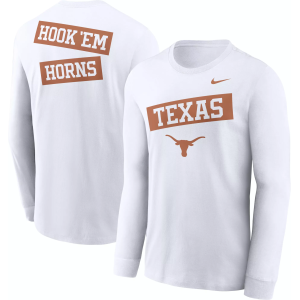 Nike Adult Texas Longhorns 2Sided White Long Sleeve T-Shirt, Men's, XL