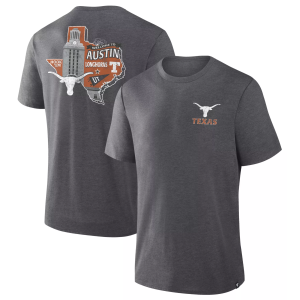 NCAA Men's Texas Longhorns Charcoal Heather Triblend State T-Shirt, Small, Gray