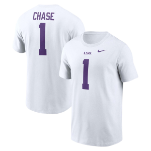 Nike Men's Ja'Marr Chase #7 LSU Tigers White T-Shirt, Medium