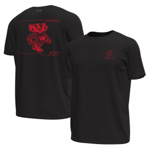 Under Armour Men's Wisconsin Badgers Black Tech Stretch Short Sleeve T-Shirt, Small