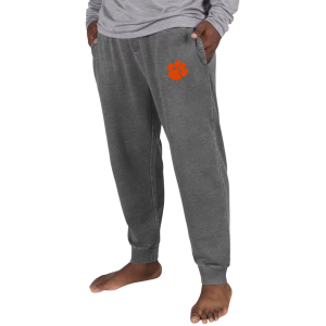 Concepts Sport Men's Clemson Tigers Charcoal Trackside Fleece Cuffed Leg Pants, Small, Gray