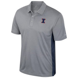 Colosseum Men's Illinois Fighting Illini Heather Grey Set In Polo, XXL, Gray