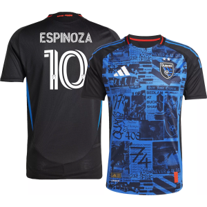 adidas Adult San Jose Earthquakes Cristian Espinoza #10 2025 Primary Authentic Jersey, Men's, Small, Black