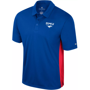 Colosseum Men's Southern Methodist Mustangs Royal Polo, Small, Blue
