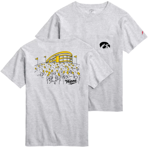League-Legacy Men's Iowa Hawkeyes Ash Short Sleeve T-Shirt, Medium, Gray