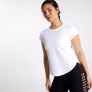 CALIA Women's Renew Short Sleeve Tee, 1X, Pure White