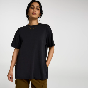 CALIA Women's Everyday Boyfriend Tee, Large, Pure Black