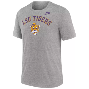 Nike Men's LSU Tigers Dark Grey Heather Legacy Arch T-Shirt, Small, Gray