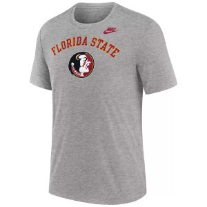 Nike Men's Florida State Seminoles Dark Grey Heather Legacy Arch T-Shirt, Small, Gray
