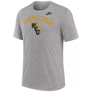 Nike Men's West Virginia Mountaineers Dark Grey Heather Legacy Arch T-Shirt, Small, Gray