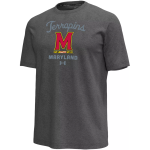 Under Armour Men's Maryland Terrapins Black Heather Icon T-Shirt, XL, Gray