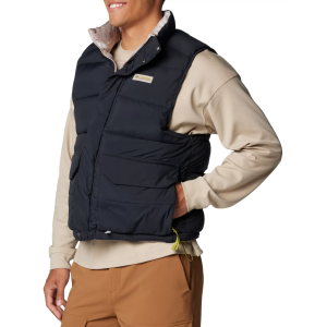 Columbia Men's Wallowa Reversible Puffer Vest, Medium, Black/Wallowa Mtn Print